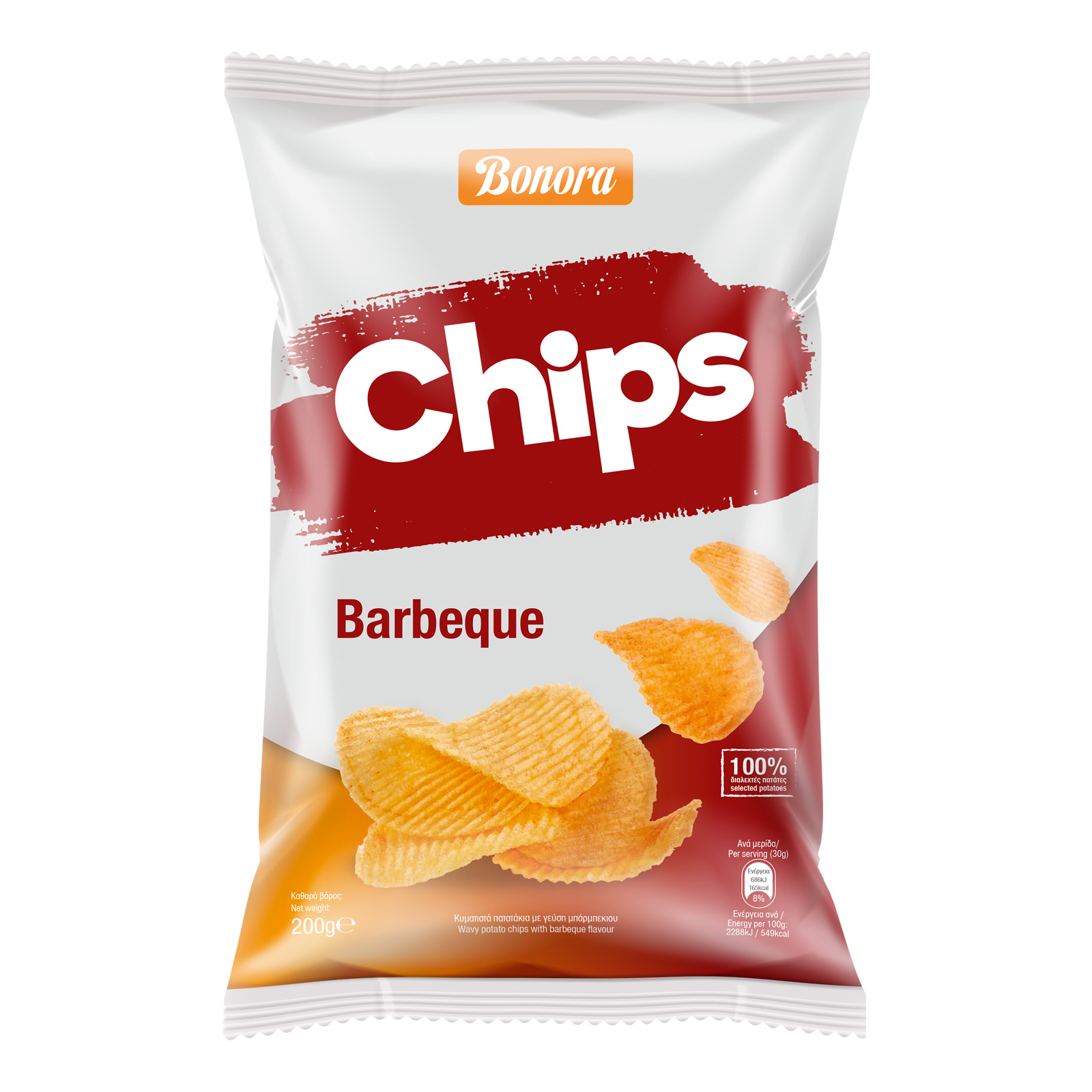 Bonora Πατατάκια Κυματιστά με γεύση μπάρμπεκιου 200g