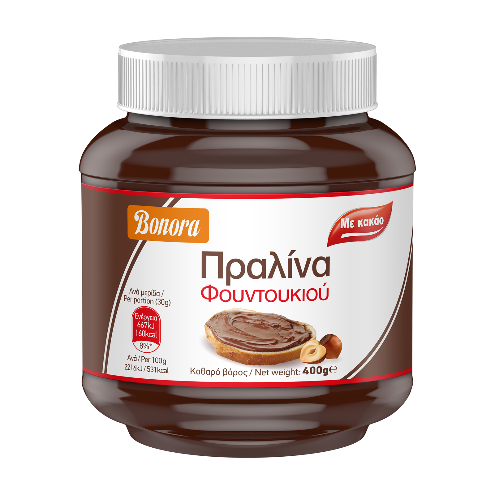 Bonora Πραλίνα φουντουκιού με κακάο 400g