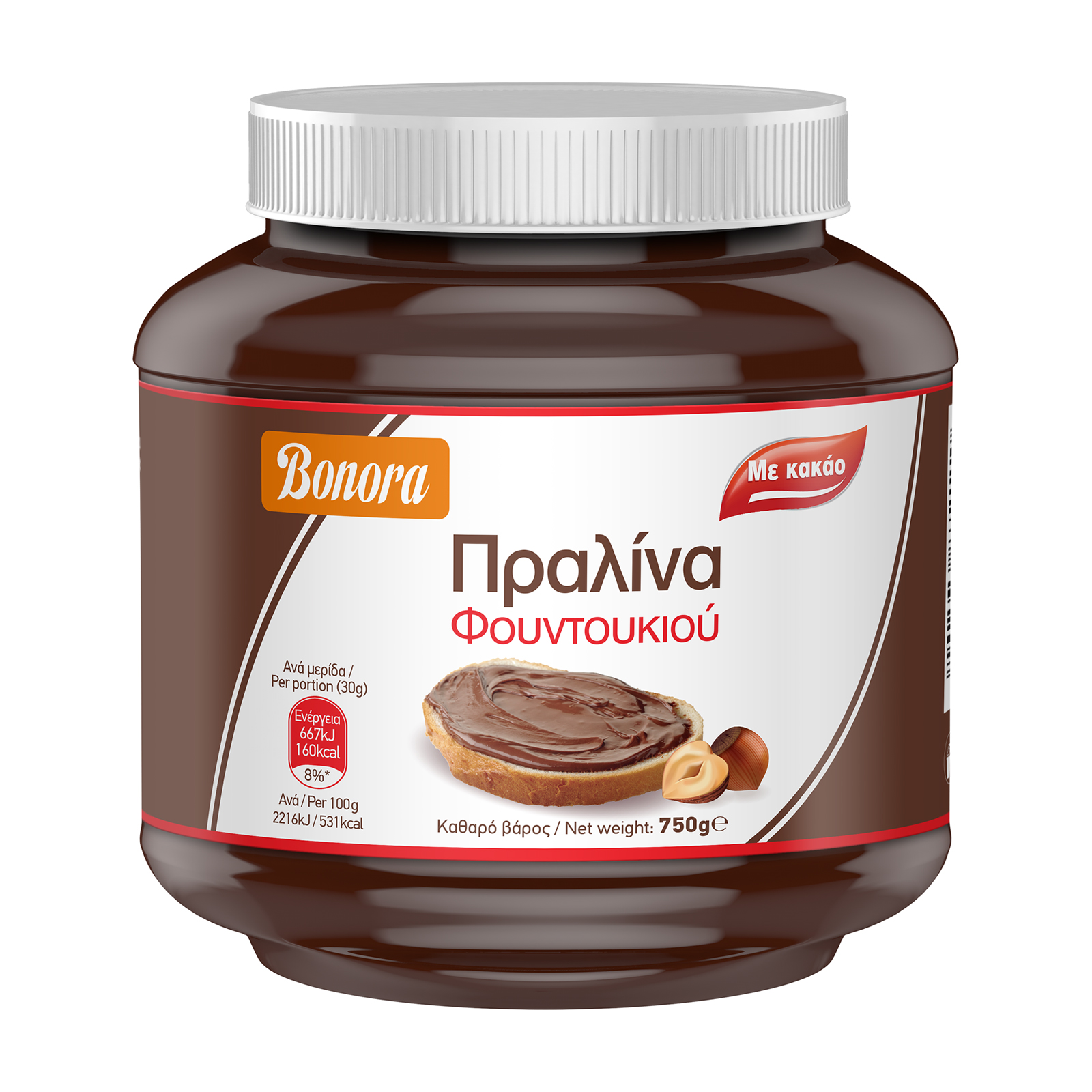 Bonora Πραλίνα φουντουκιού με κακάο 750g