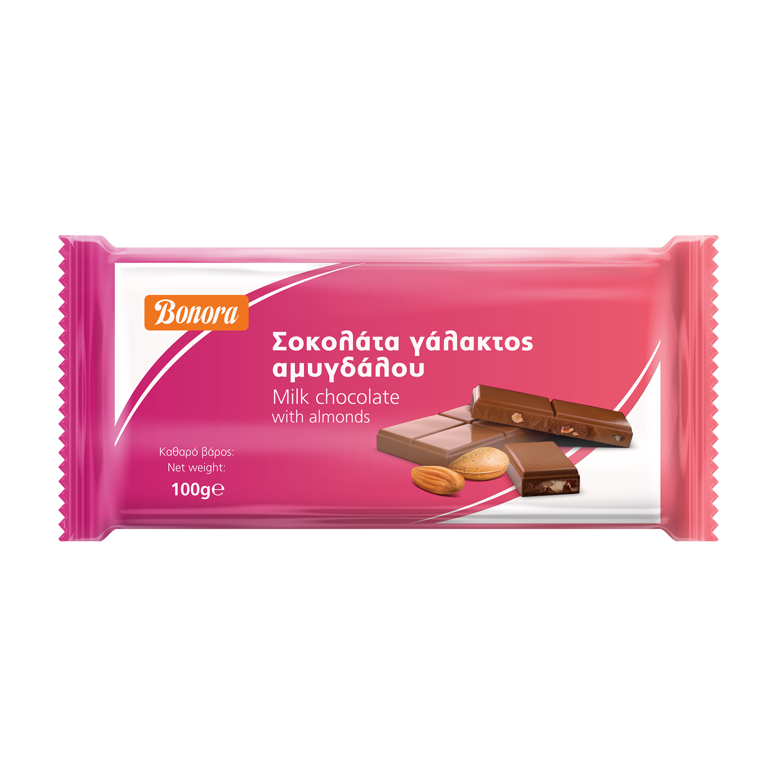Bonora Σοκολάτα γάλακτος αμυγδάλου 100g