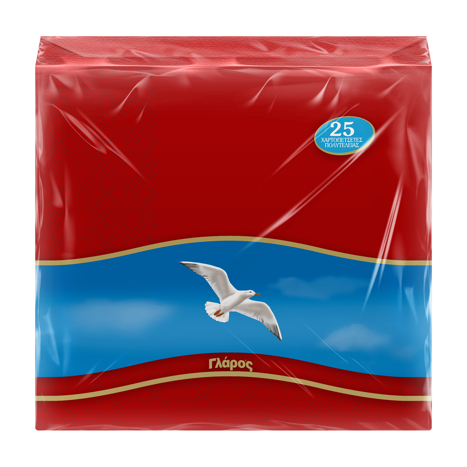 Γλάρος 25 κόκκινες Χαρτοπετσέτες πολυτελείας 40Χ40cm