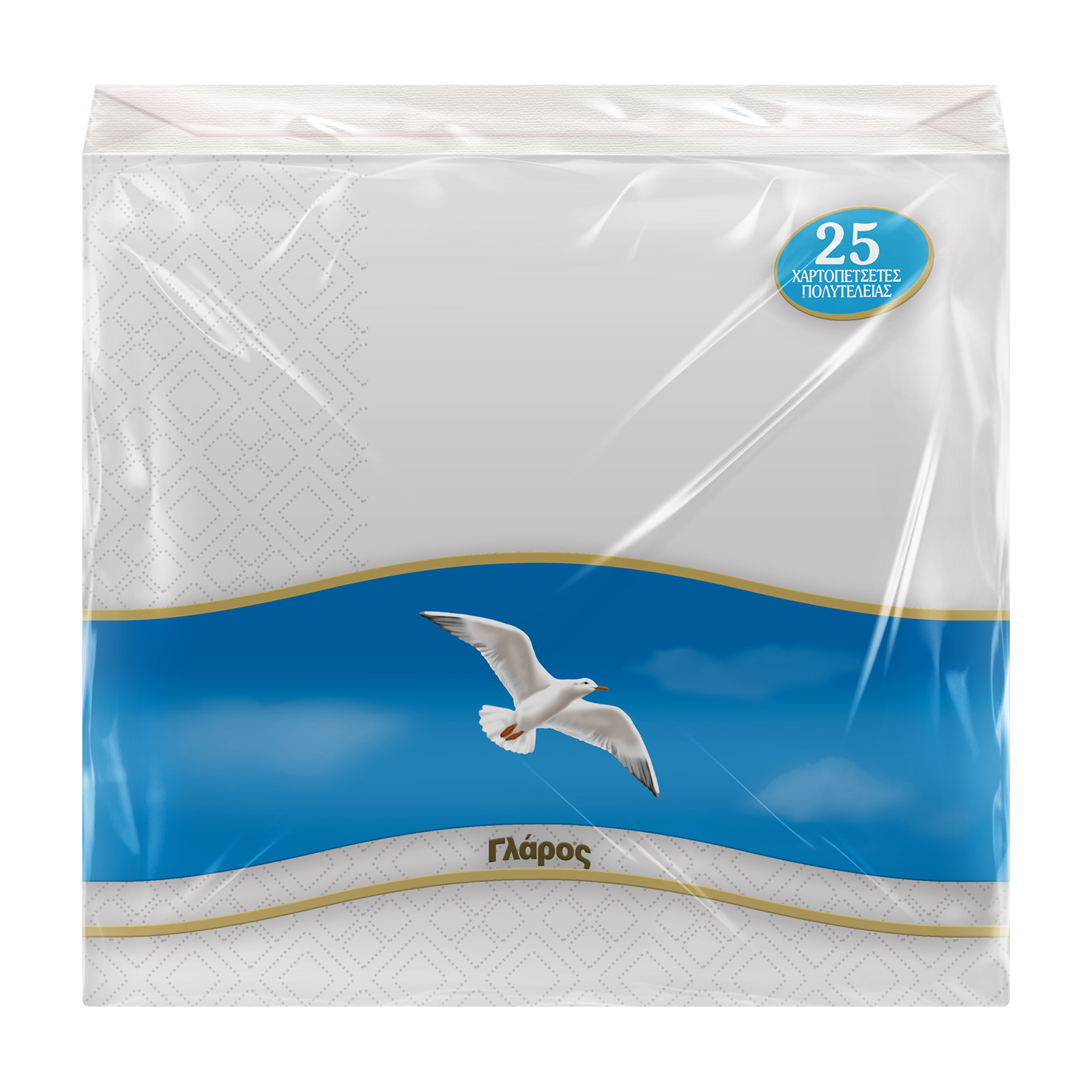 Γλάρος 25 λευκές Χαρτοπετσέτες πολυτελείας 33Χ33cm