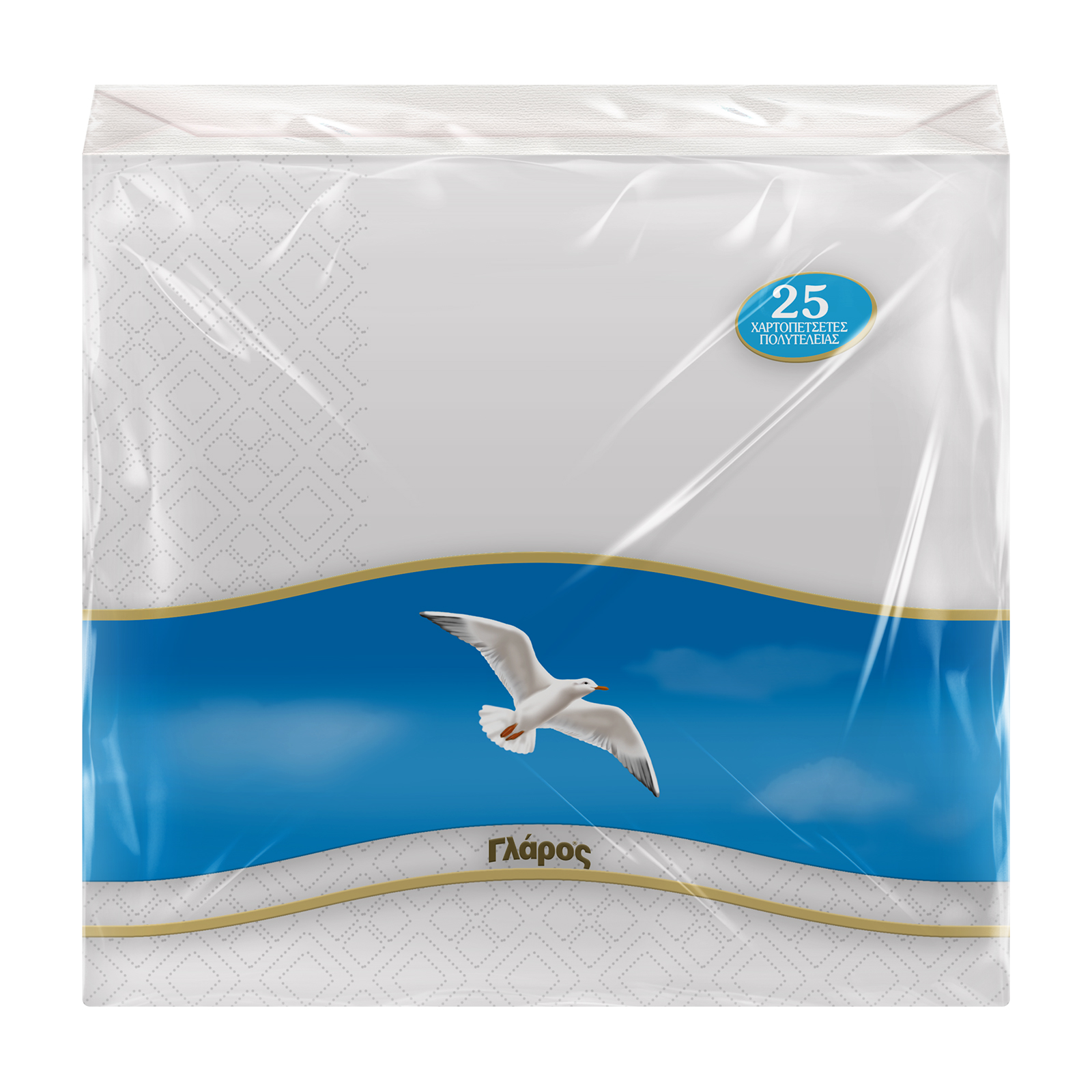Γλάρος 25 λευκές Χαρτοπετσέτες πολυτελείας 40Χ40cm