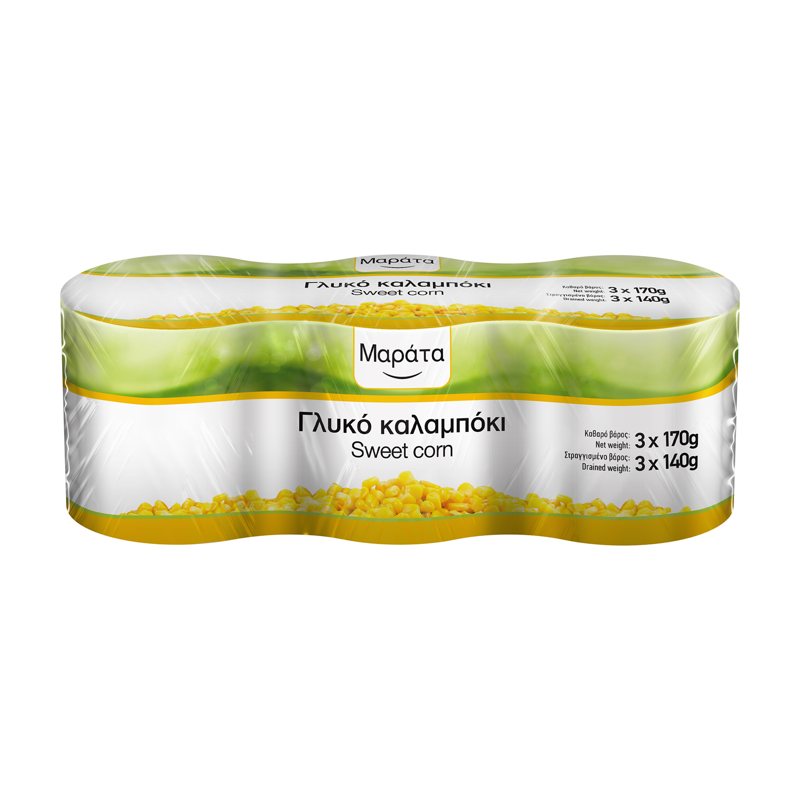 Μαράτα Καλαμπόκι γλυκό σε κόκκους 3x140g Μαράτα Καλαμπόκι γλυκό σε κόκκους 3x140g