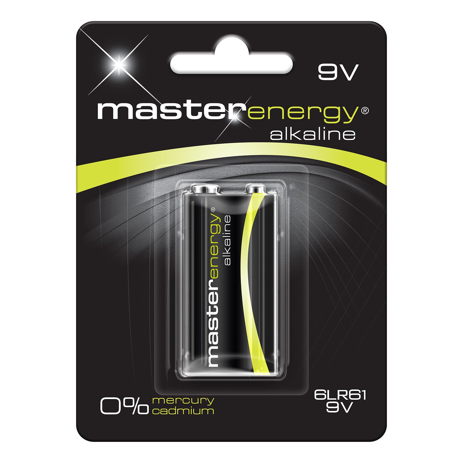 Master Energy Αλκαλική μπαταρία πλακέ 9Volt Master Energy Αλκαλική μπαταρία πλακέ 9Volt