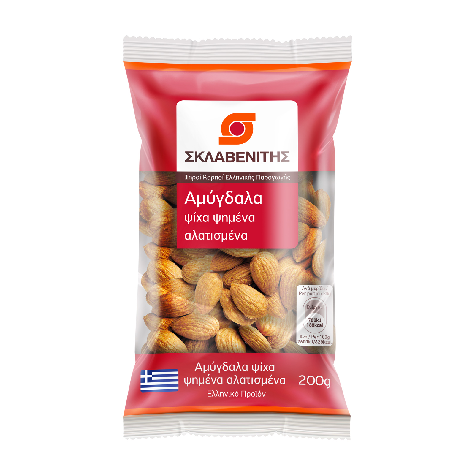 Σκλαβενίτης Αμύγδαλα ψίχα ψημένα αλατισμένα ΕΛ 200g
