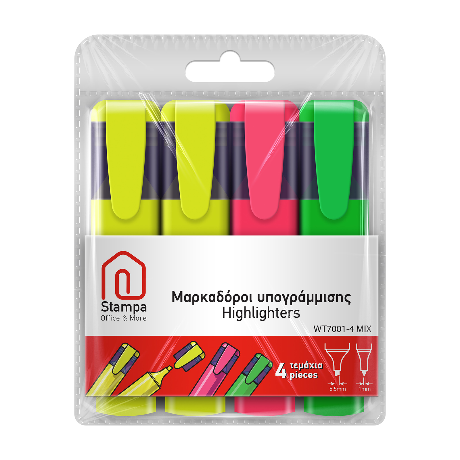 Stampa Μαρκαδόροι υπογράμμισης WT7001 4τεμ