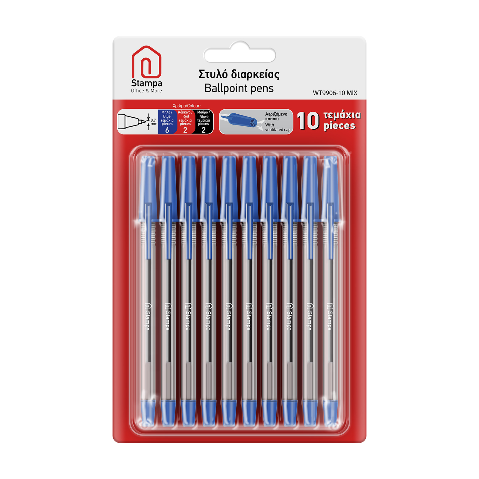 Stampa Στυλό διαρκείας μπλε 10τεμ WT9906