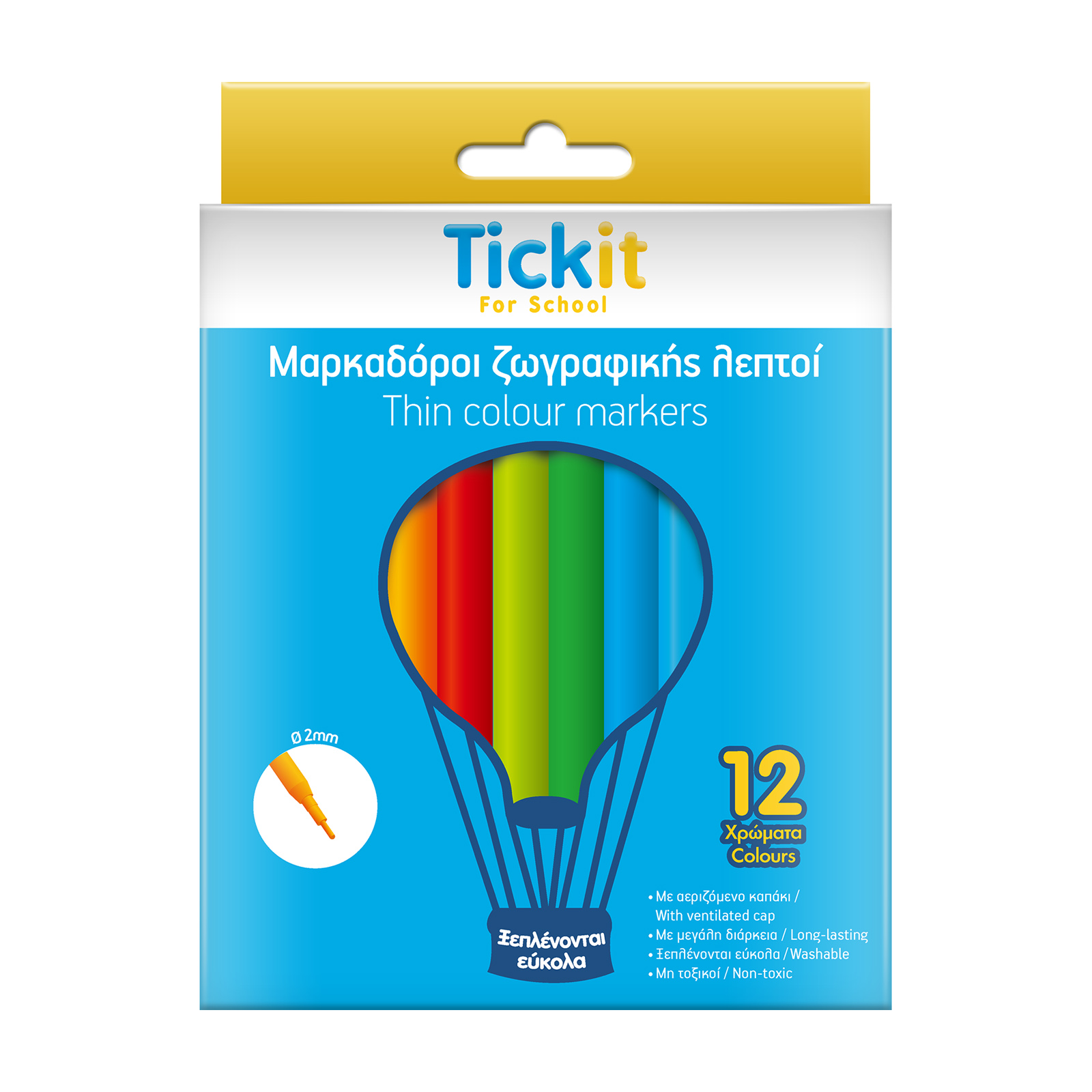 Tickit Μαρκαδόροι ζωγραφικής λεπτοί 12τεμ Tickit Μαρκαδόροι ζωγραφικής λεπτοί 12τεμ